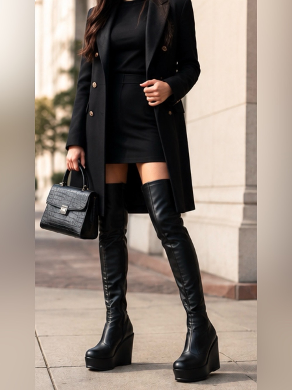 NWOT Azalea Wang None Of Your Business Black Over-the-Knee Platform Boot SZ 7.5 - Picture 14 of 14